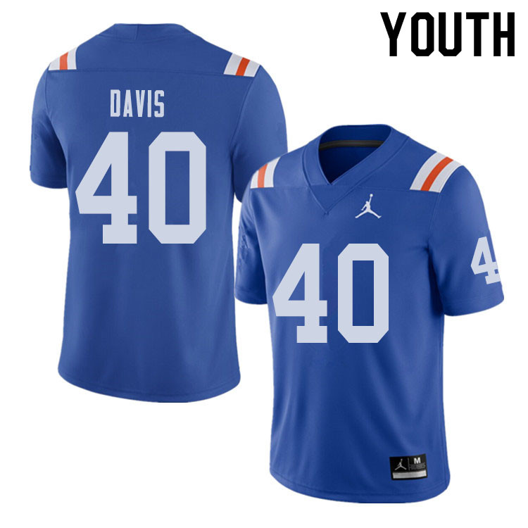 Jordan Brand Youth #40 Jarrad Davis Florida Gators Throwback Alternate College Football Jerseys Sale